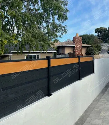 Modern composite wall topper fence inspired by cedar wood-like