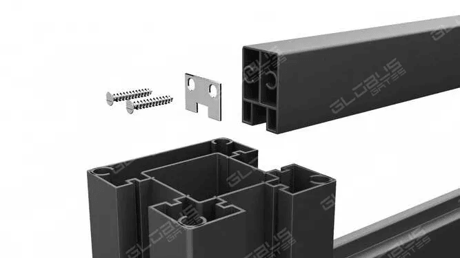 Assembly details of 6ft privacy fence showing components and hardware