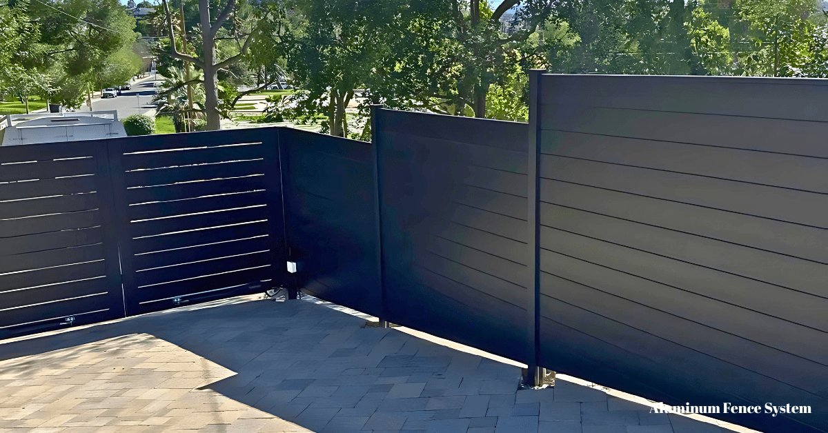 Slimline aluminum fence in Austin home