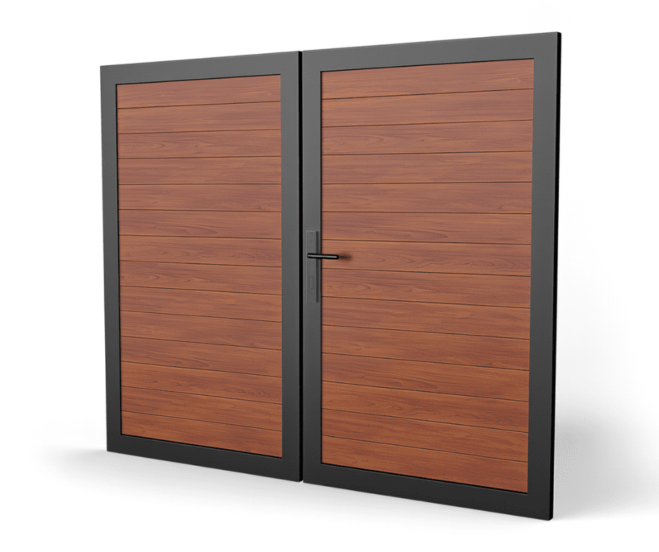 Profile50 T&G woodgrain Contractor Line 12′ x 6′ Double Swing (HD DOUBLE GATE)