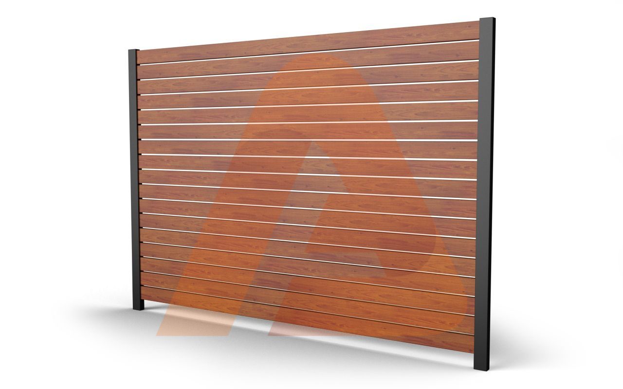 Alu40 6.3 Woodgrain SLAT 6′ x 6′ Fence Panel Kit 1/2 GAP (2way post)