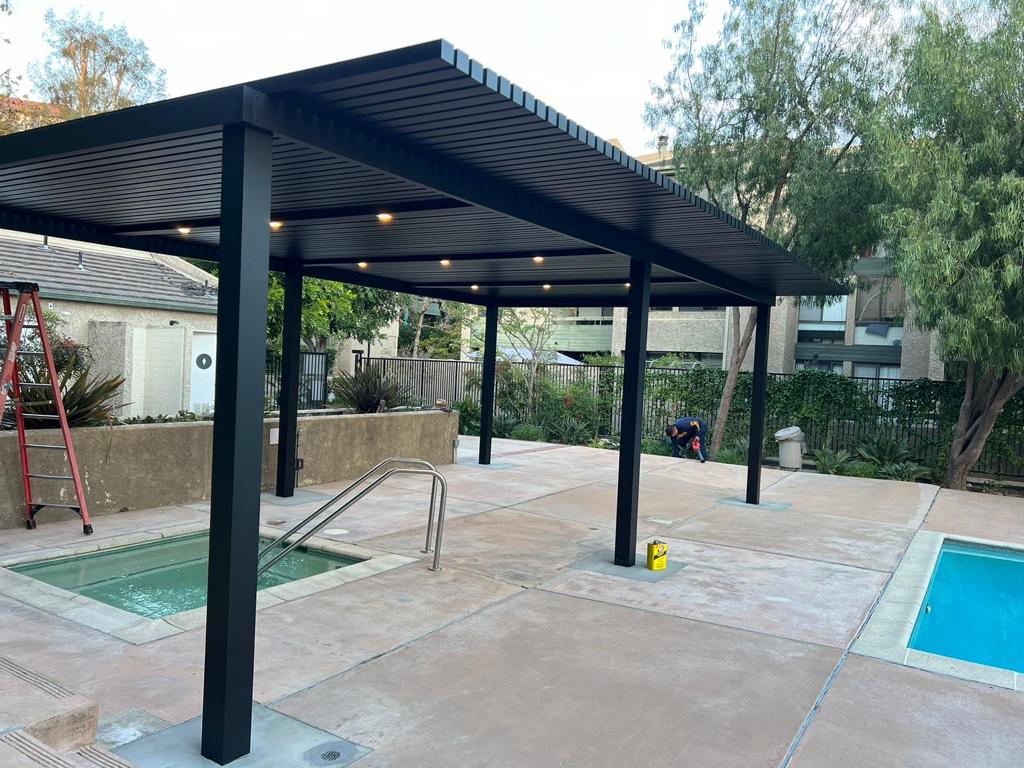 Shade control options: open slats, canopies, and louvered pergolas