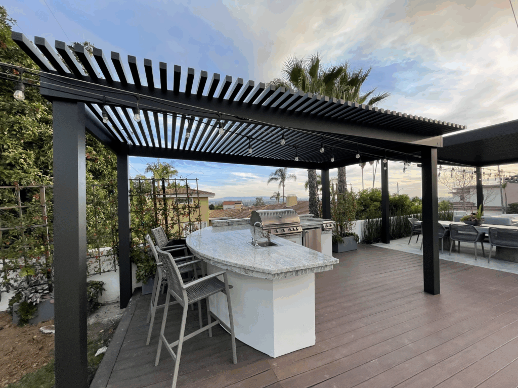 Linear slat pergola