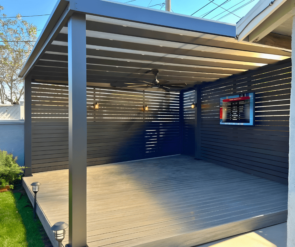 Clear roof pergola with daylight filtering through