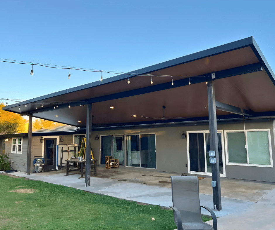 Contemporary patio and pergola setting