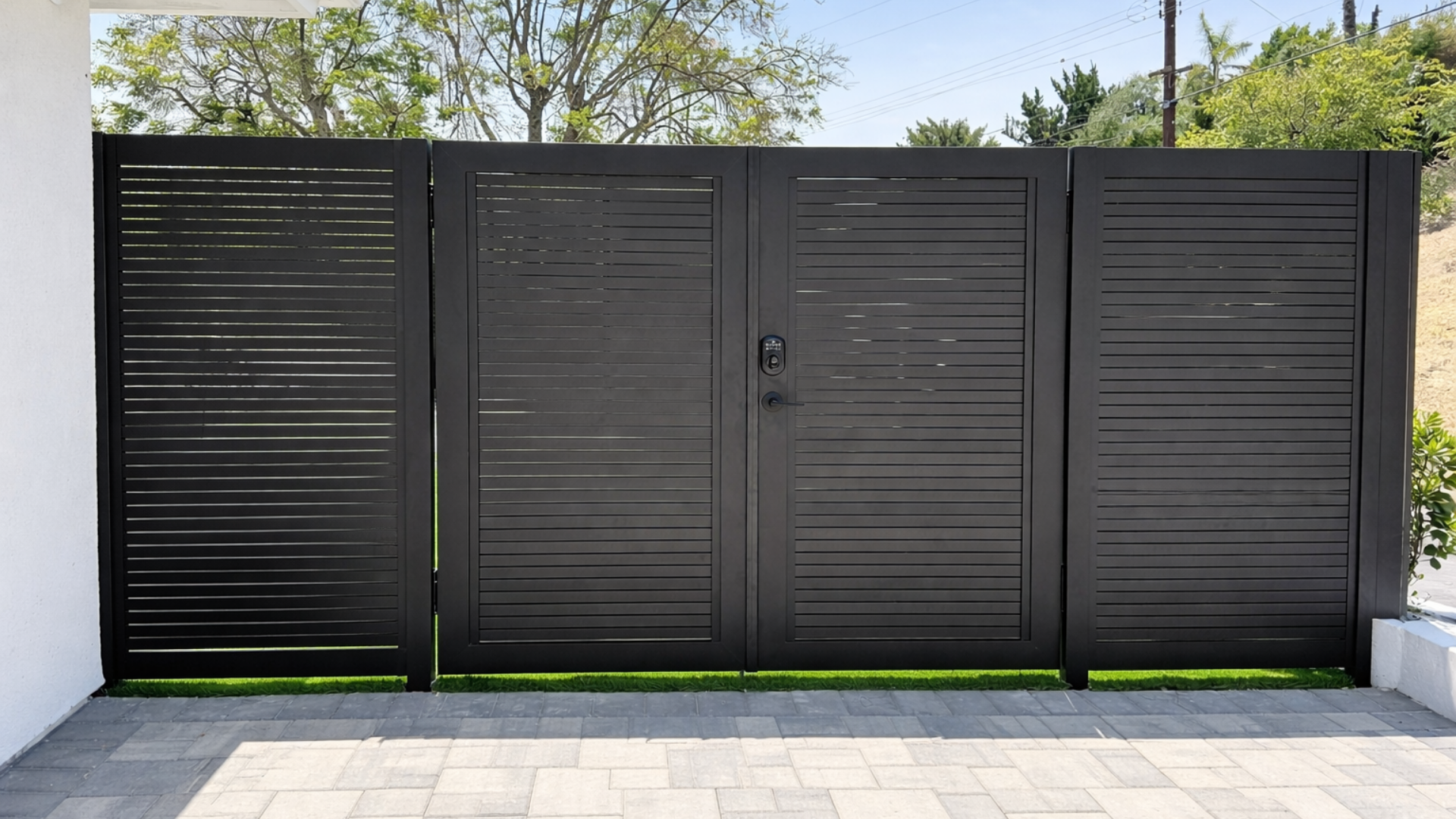 Modern aluminum gate build photo (used as reference)