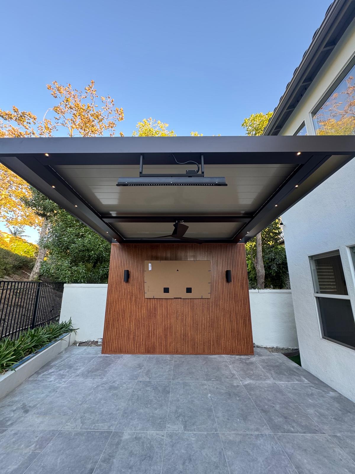 Cantilever pergola outdoor dining
