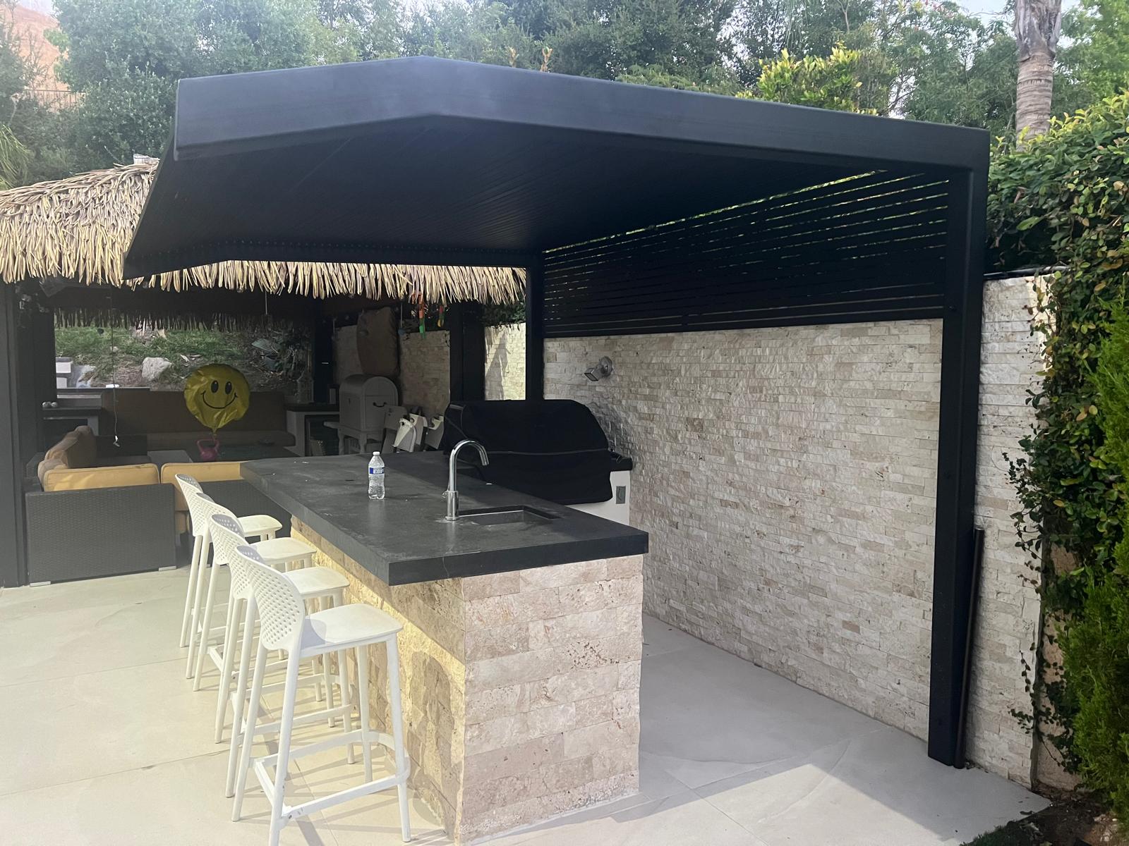 Cantilever patio cover side view