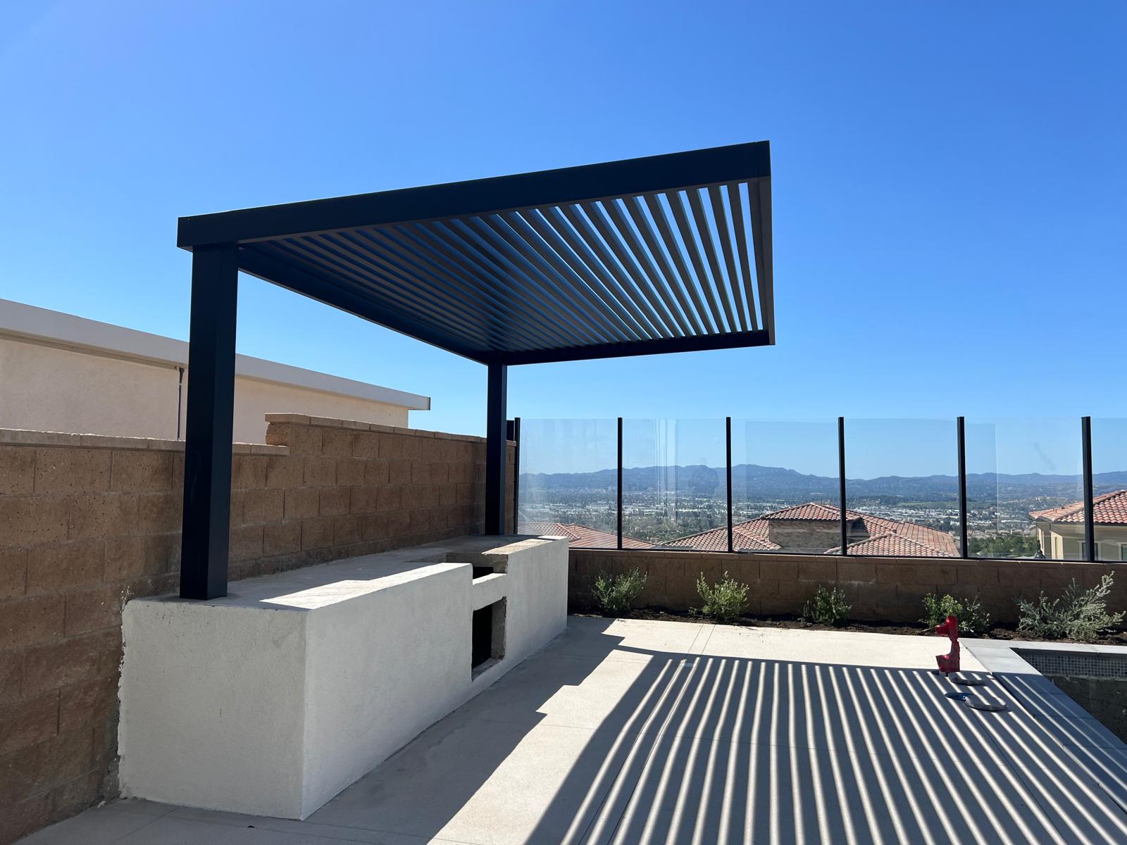 Cantilever pergola poolside
