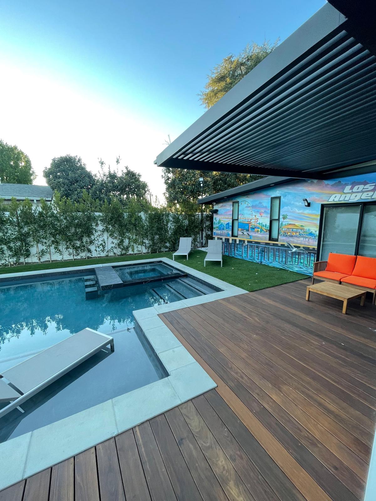 Cantilever patio system wide view