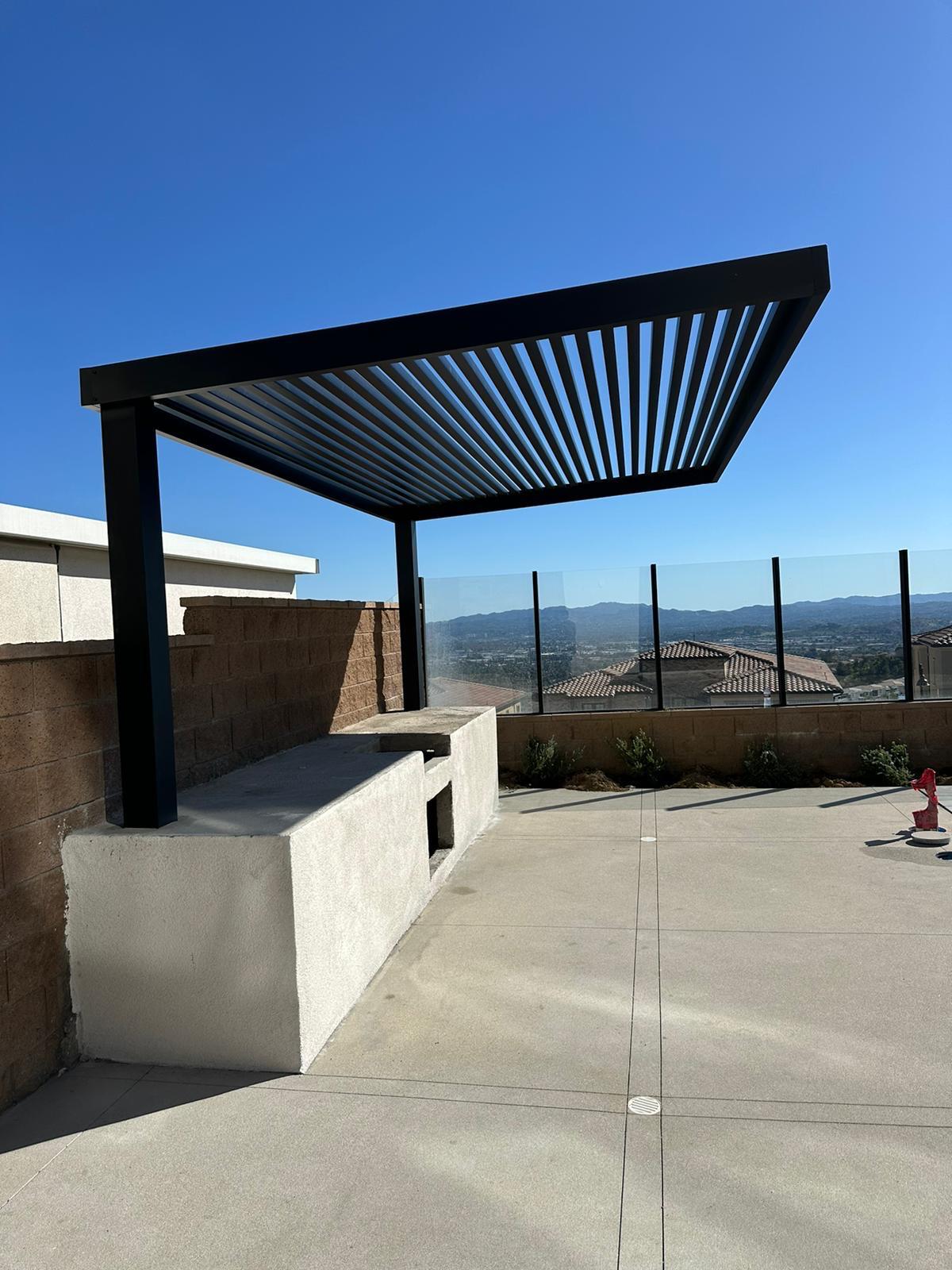 Cantilever patio lounge area