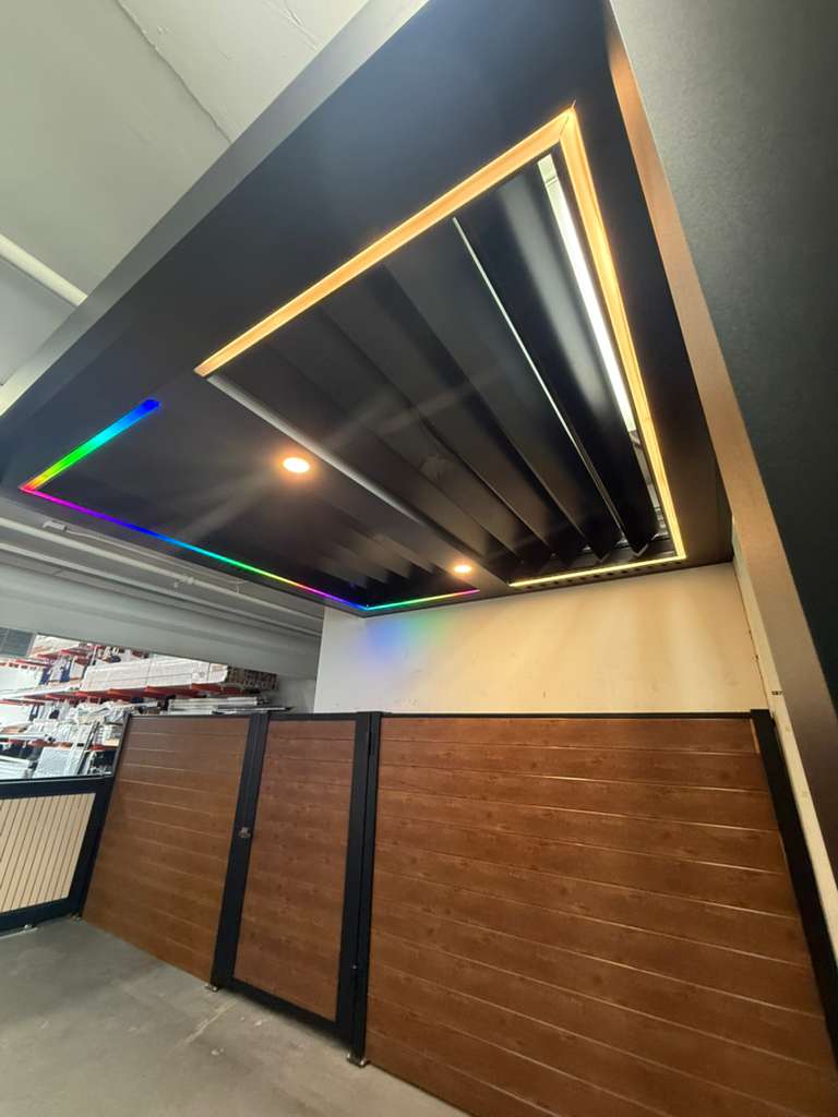 Louvered pergola installation