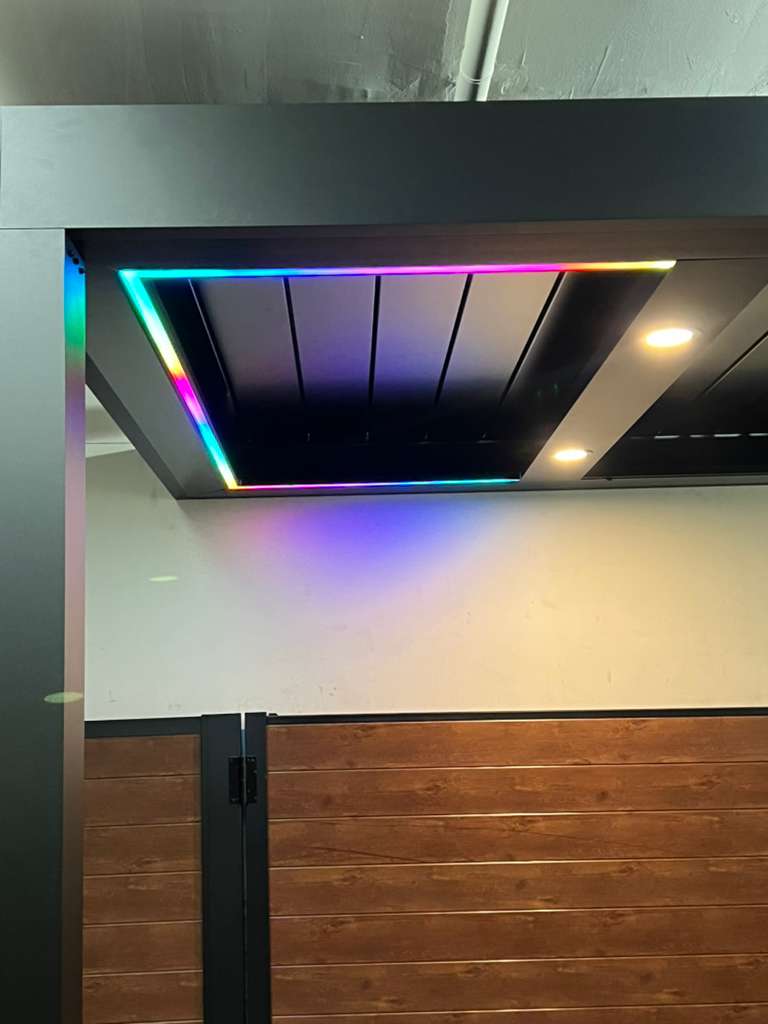 Louvered pergola installation