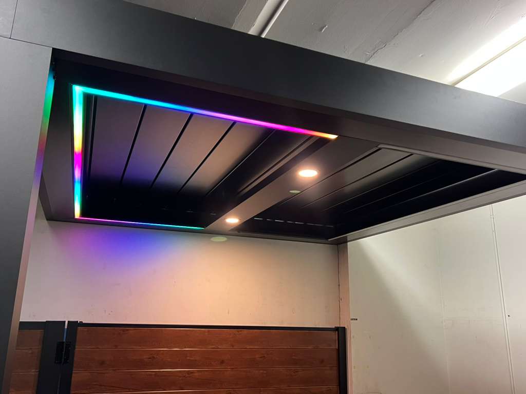 Louvered pergola installation