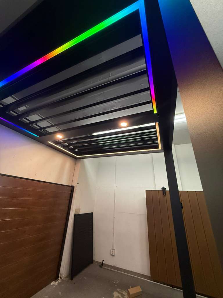 Louvered pergola installation