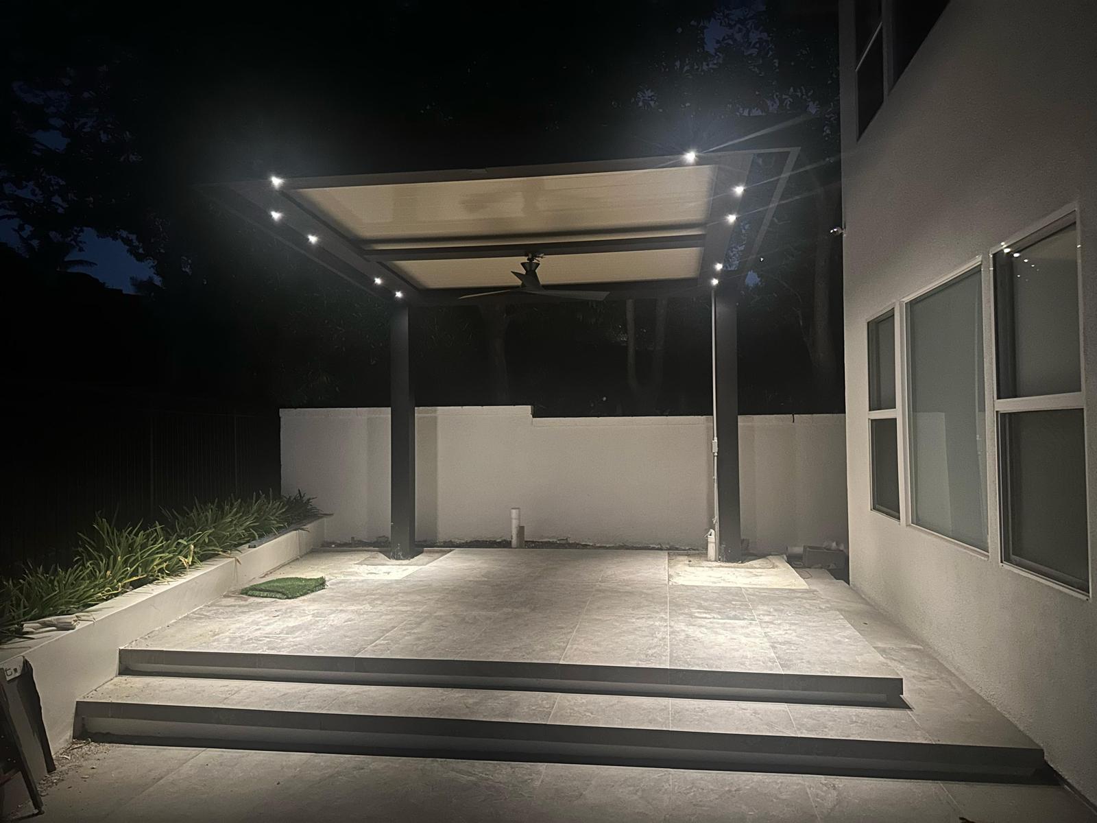 Louvered pergola installation