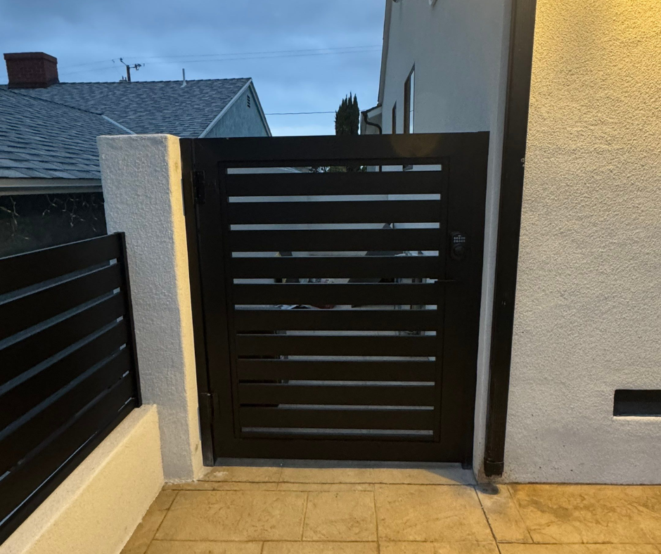 Profile 20 aluminum double gate in dark gray for wide driveway entrance