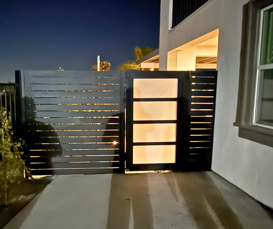 Aluminum plexiglass fence panel with transparent acrylic inserts for modern garden