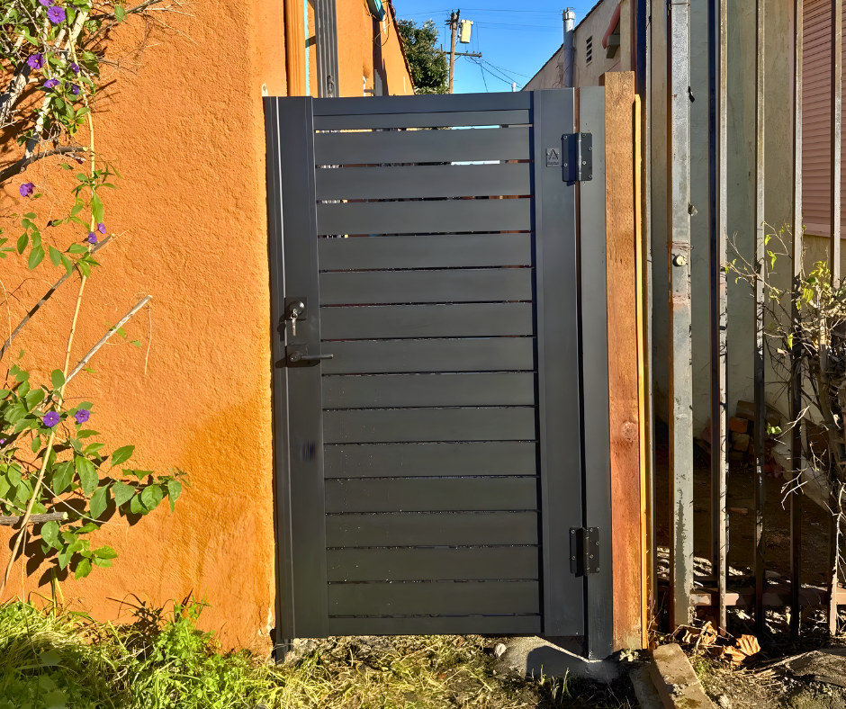 DIY double swing aluminum gate with clean profile for wide driveway entrance