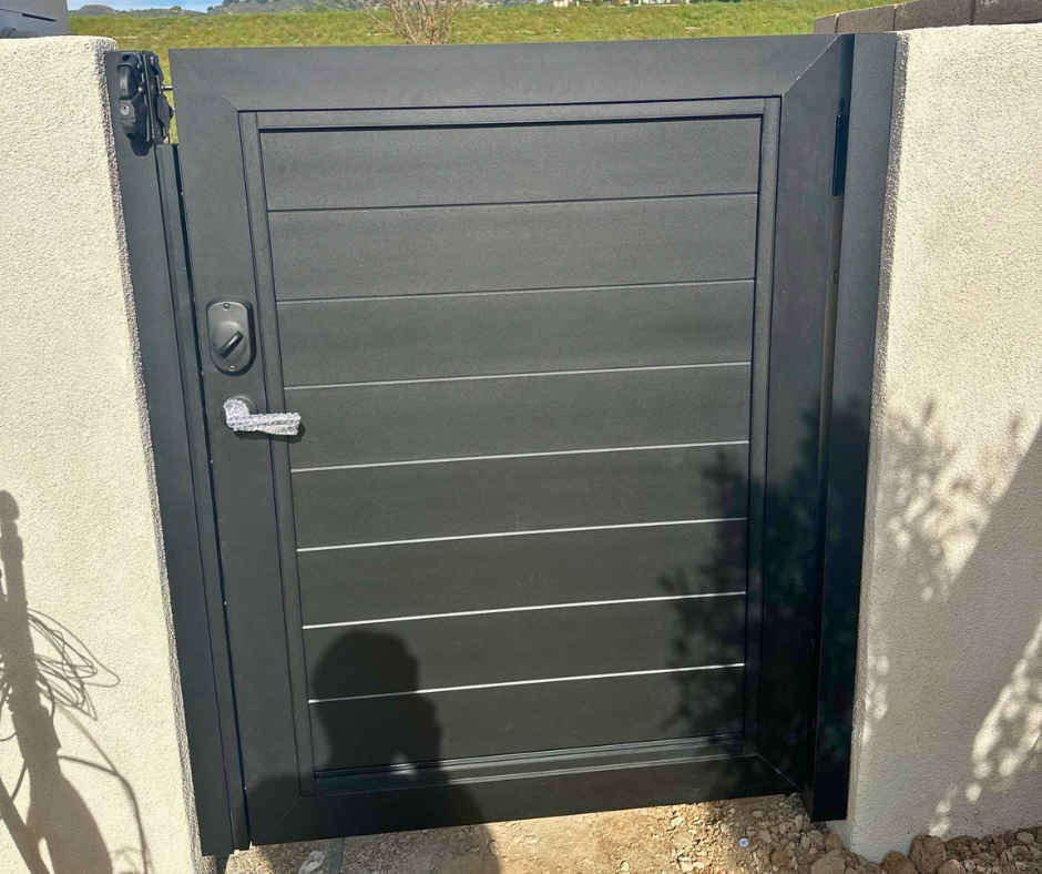 Profile 50-60 T&G aluminum pedestrian gate in white for private garden side entrance