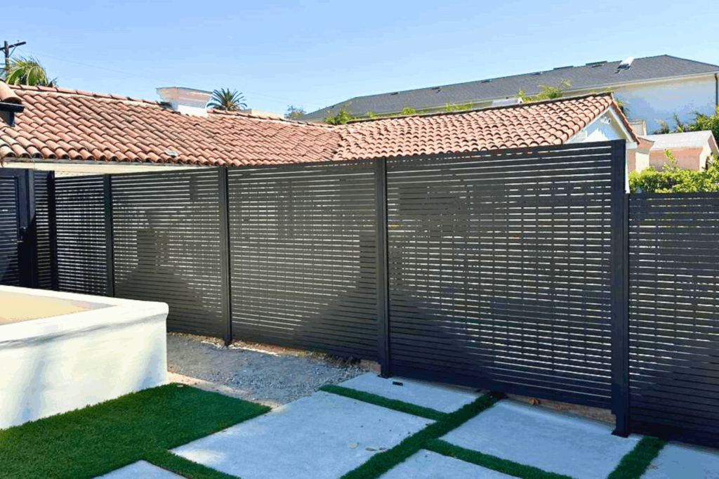 Fence company in Los Angeles - A warm, golden-brown hue that mimics natural teak wood, adding elegance and timeless charm to any space. (23)