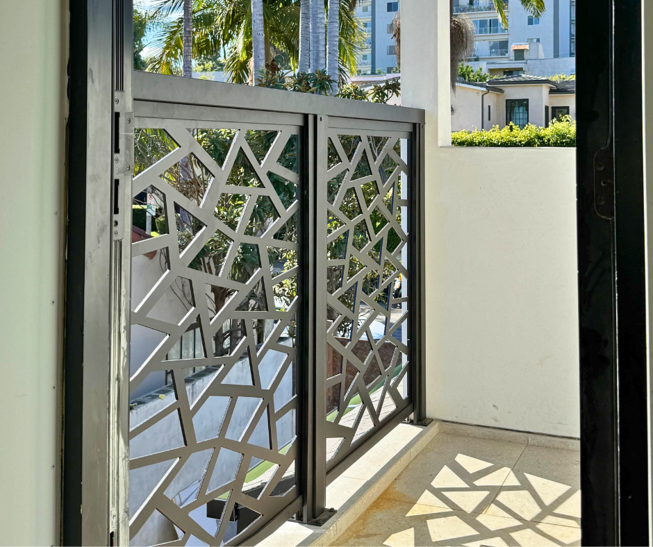 Laser cut aluminum gate detail