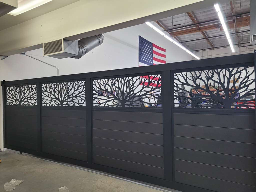 Modern powder coated laser cut gate