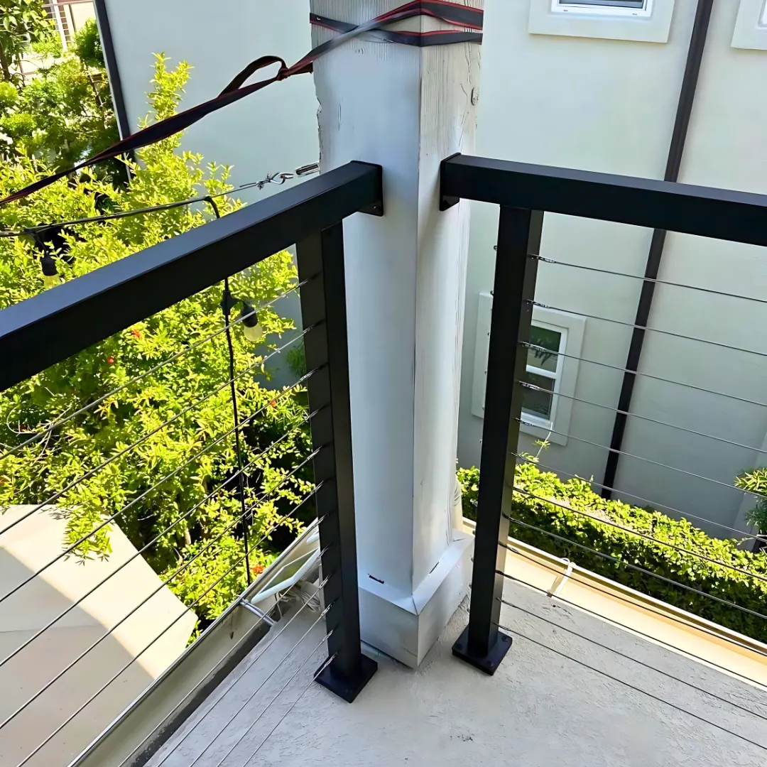 Modern cable railing corner detail