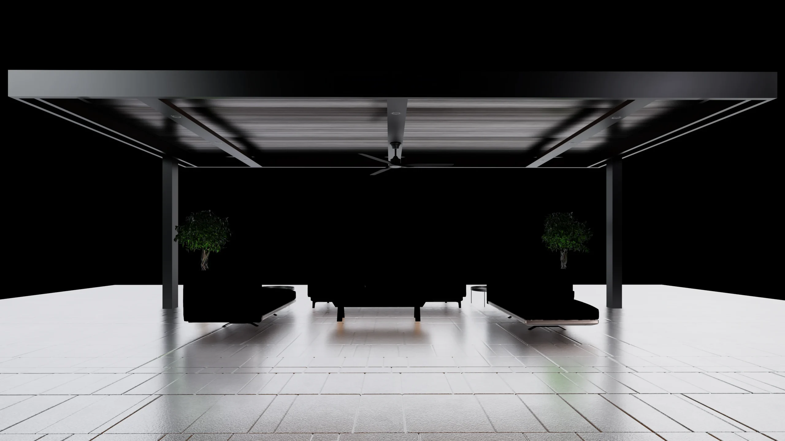 Cantilever patio cover reflection image