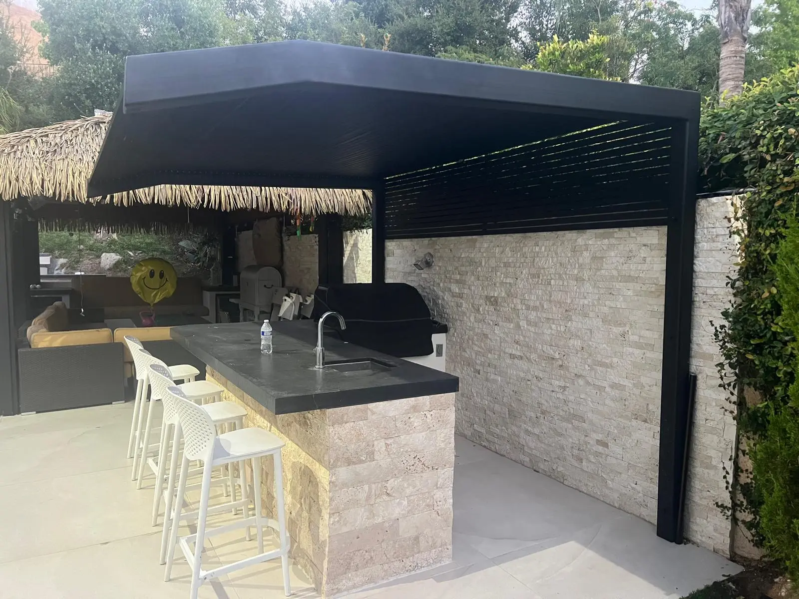 Cantilever patio cover side view