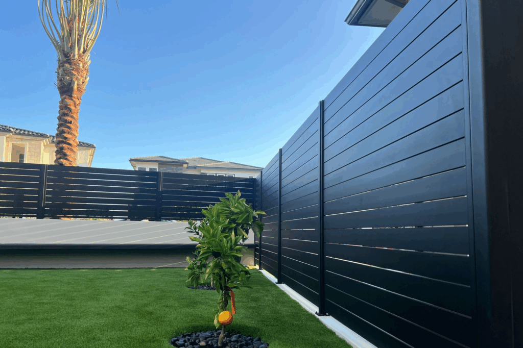 Fence company in Los Angeles - A warm, golden-brown hue that mimics natural teak wood, adding elegance and timeless charm to any space. (18)