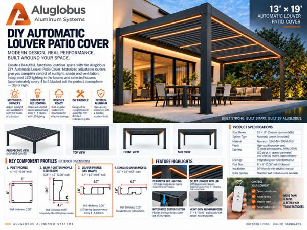 ALU FLEX™ DIY Louver Patio Kit 13 x 19 ft