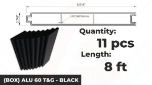 (Box) ALU 60 T&G Slat 0.047in Thk 8ft – 11pcs (Fence Slat Kit) – BL