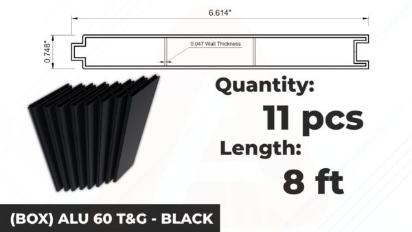 (Box) ALU 60 T&G Slat 0.047in Thk 8ft – 11pcs (Fence Slat Kit) – BL